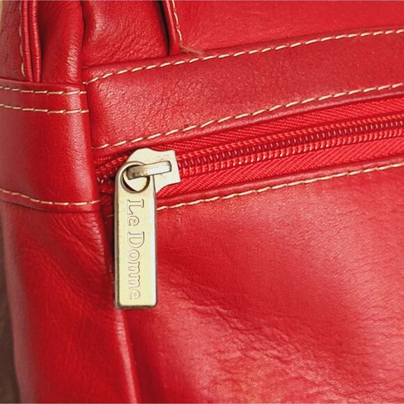 Le Donna Full Flap Over Red Leather Cross Over/ Shoulder Bag - Picture 11 of 16